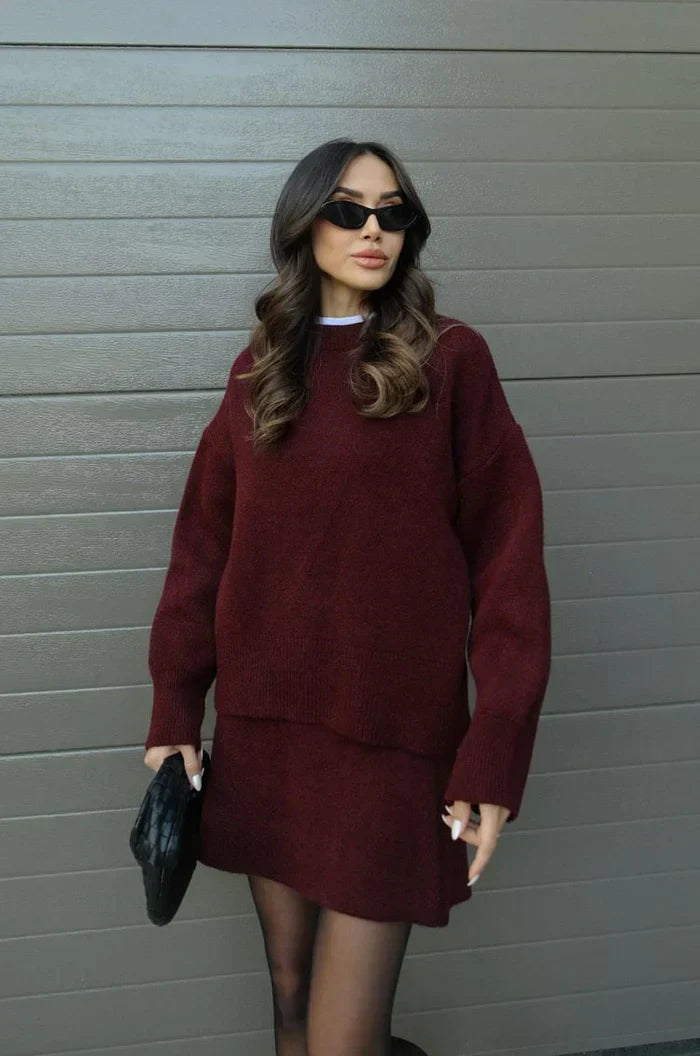 Completo morbido in maglia Bordeaux