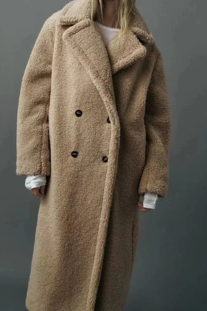 Martina | Cappotto Lungo Teddy - Kaki