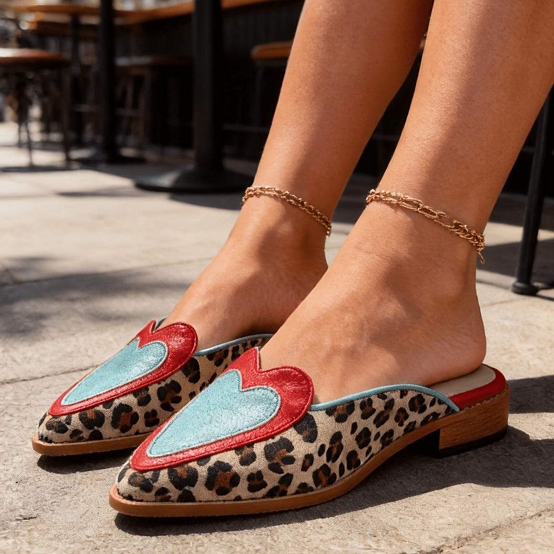 Perla | Mules Aperte Con Stampa Leopardata