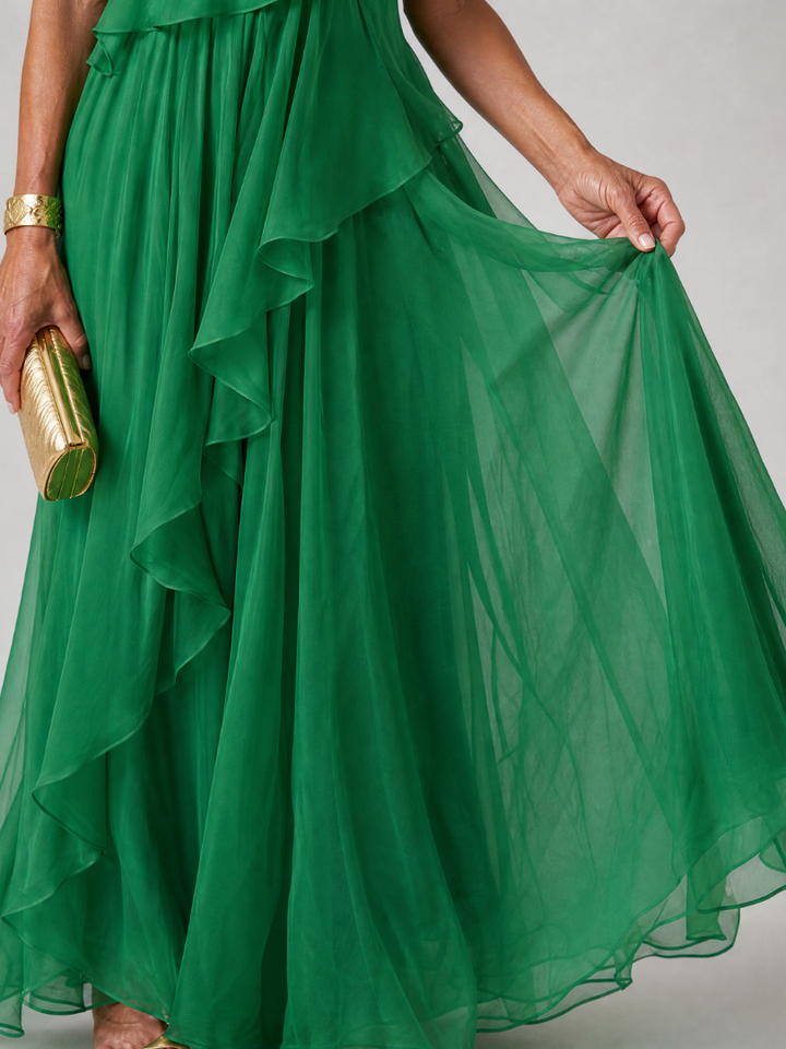 Talia - Abito Maxi con Balze a Cascata - dettaglio