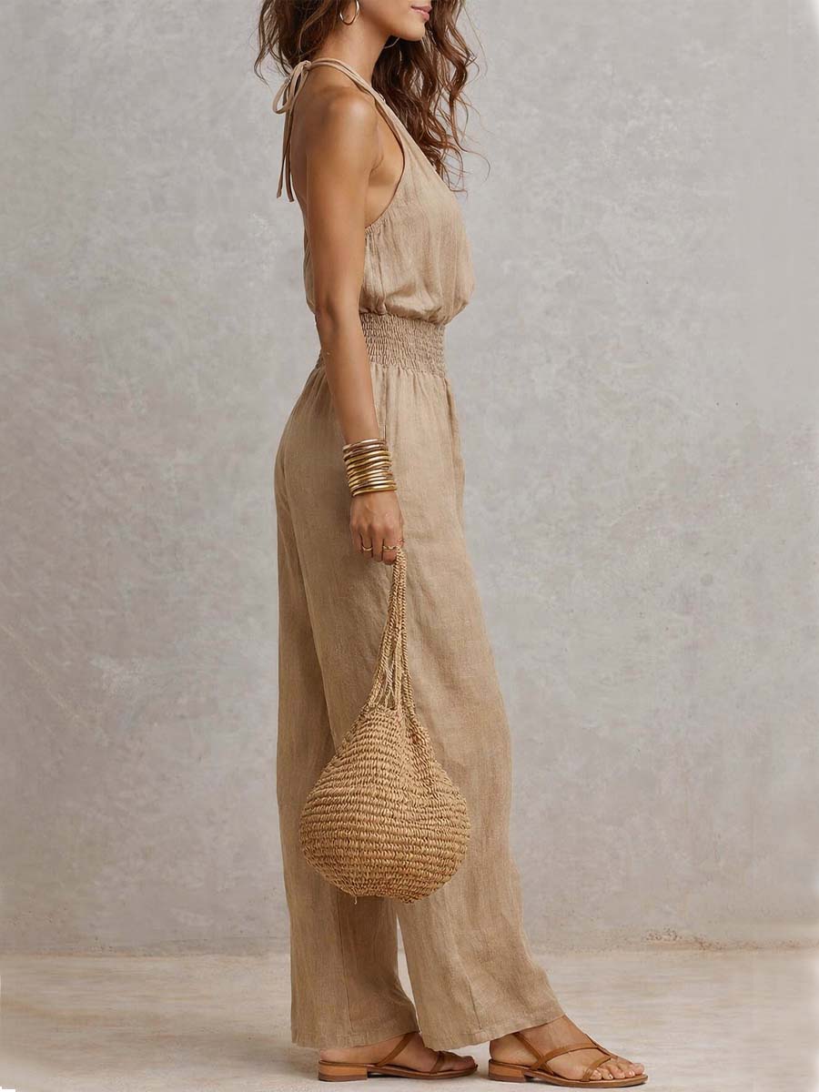 Federica - Tuta con Collo Halter e Pantalone Ampio - dettaglio