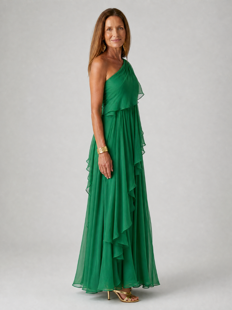 Talia - Abito Maxi con Balze a Cascata - dettaglio