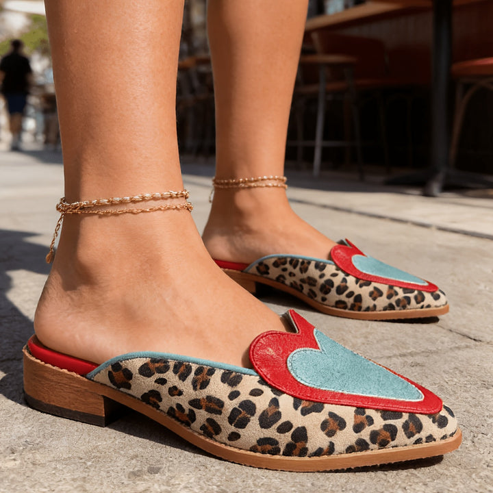 Perla | Mules Aperte Con Stampa Leopardata