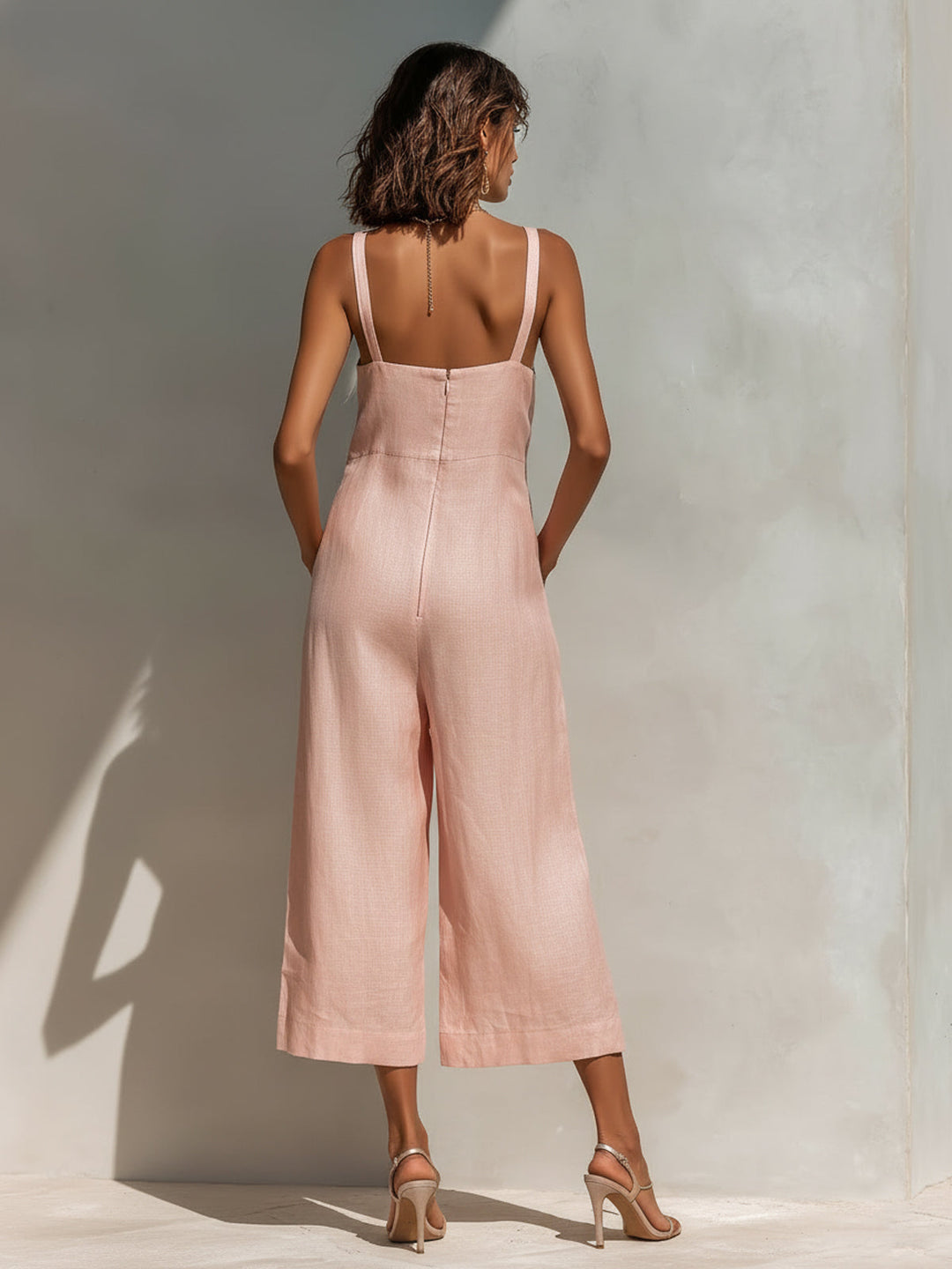 Tuta elegante senza maniche gamba larga