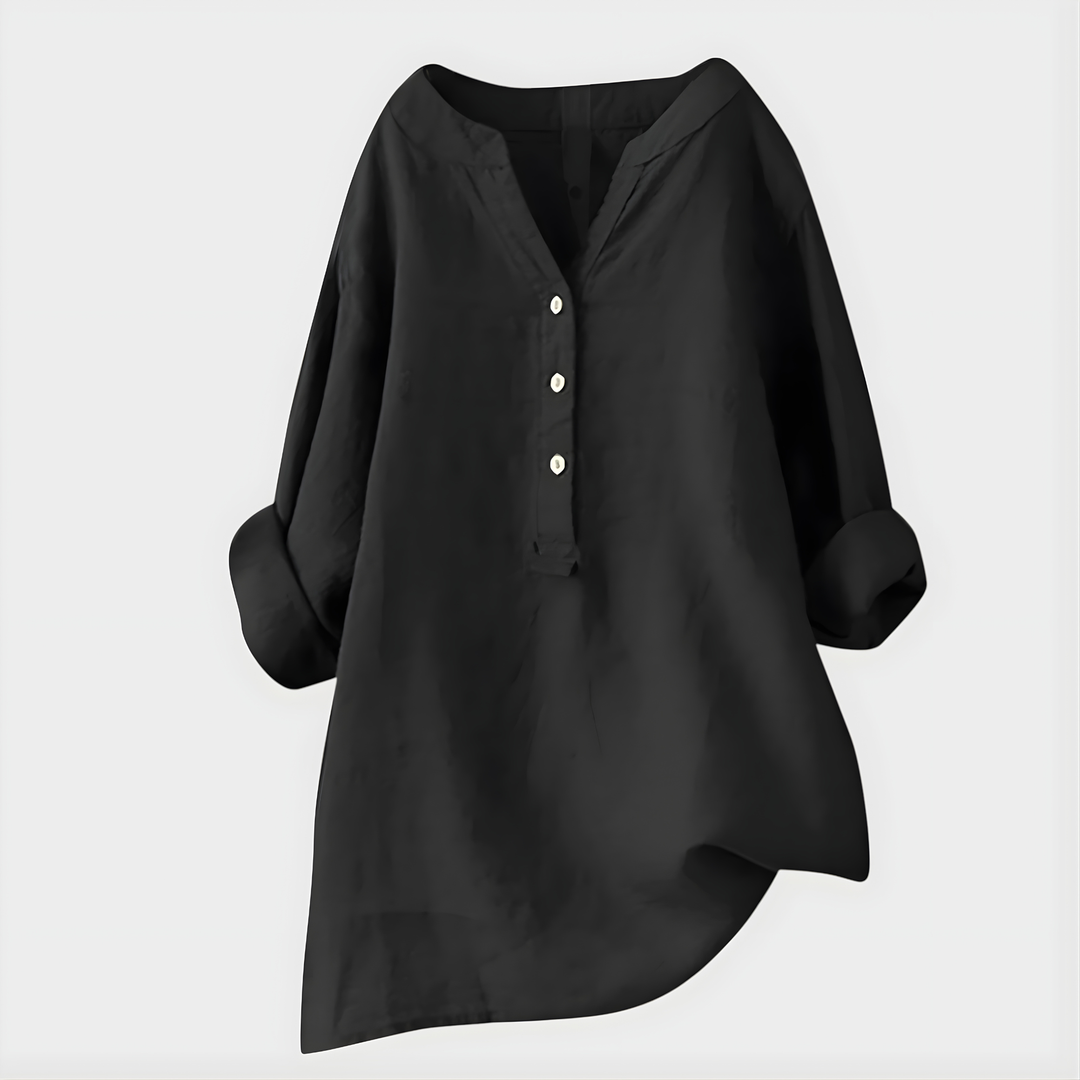 Ornella | Blusa Elegante in Cotone-Lino con Scollo a V