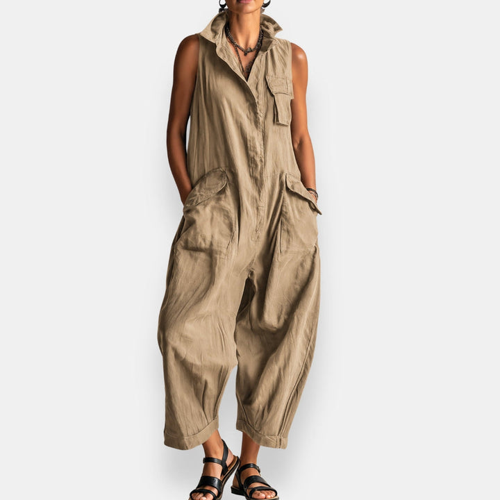 Bianca - Tuta Intera Cargo Senza Maniche - Beige