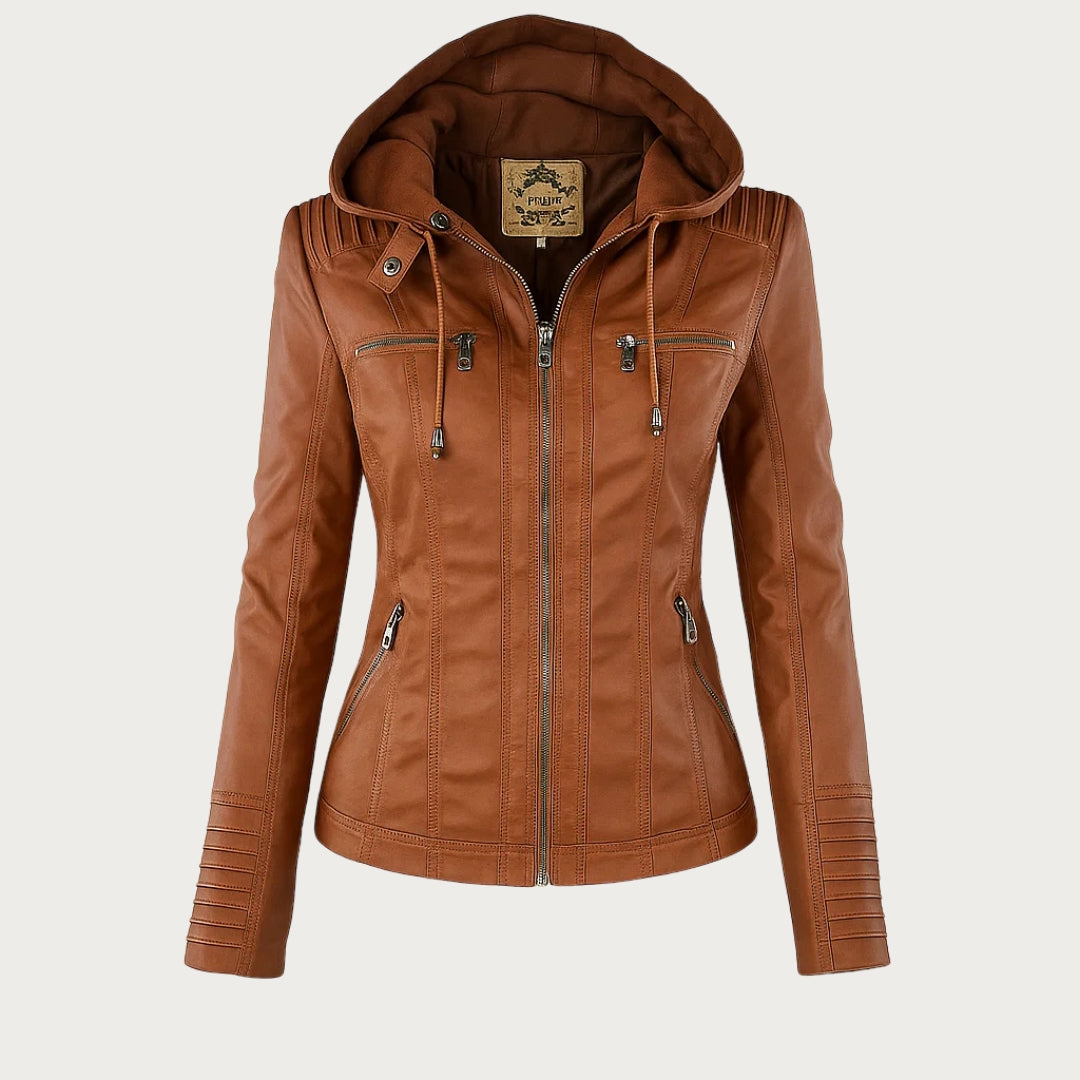Giacca in pelle marrone chiaro