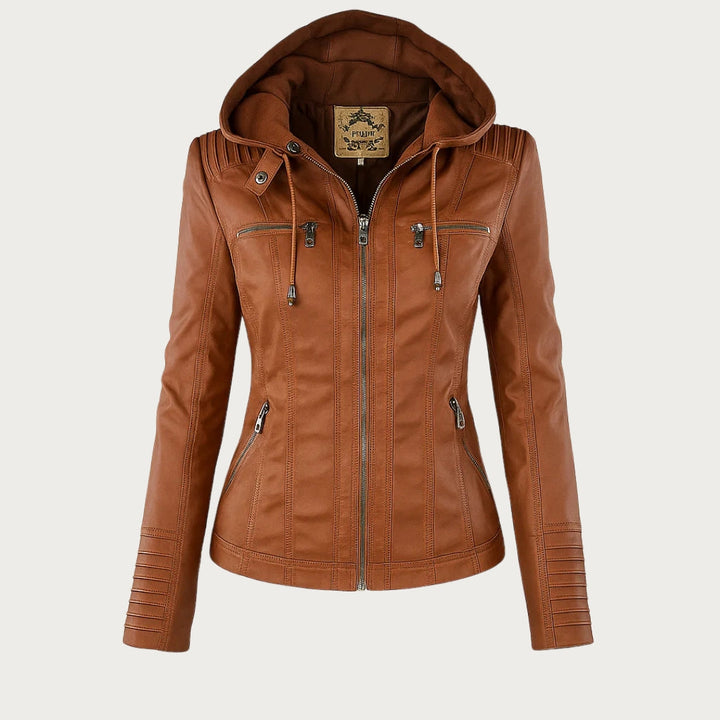 Giacca in pelle marrone chiaro