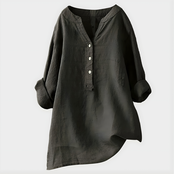 Ornella | Blusa Elegante in Cotone-Lino con Scollo a V