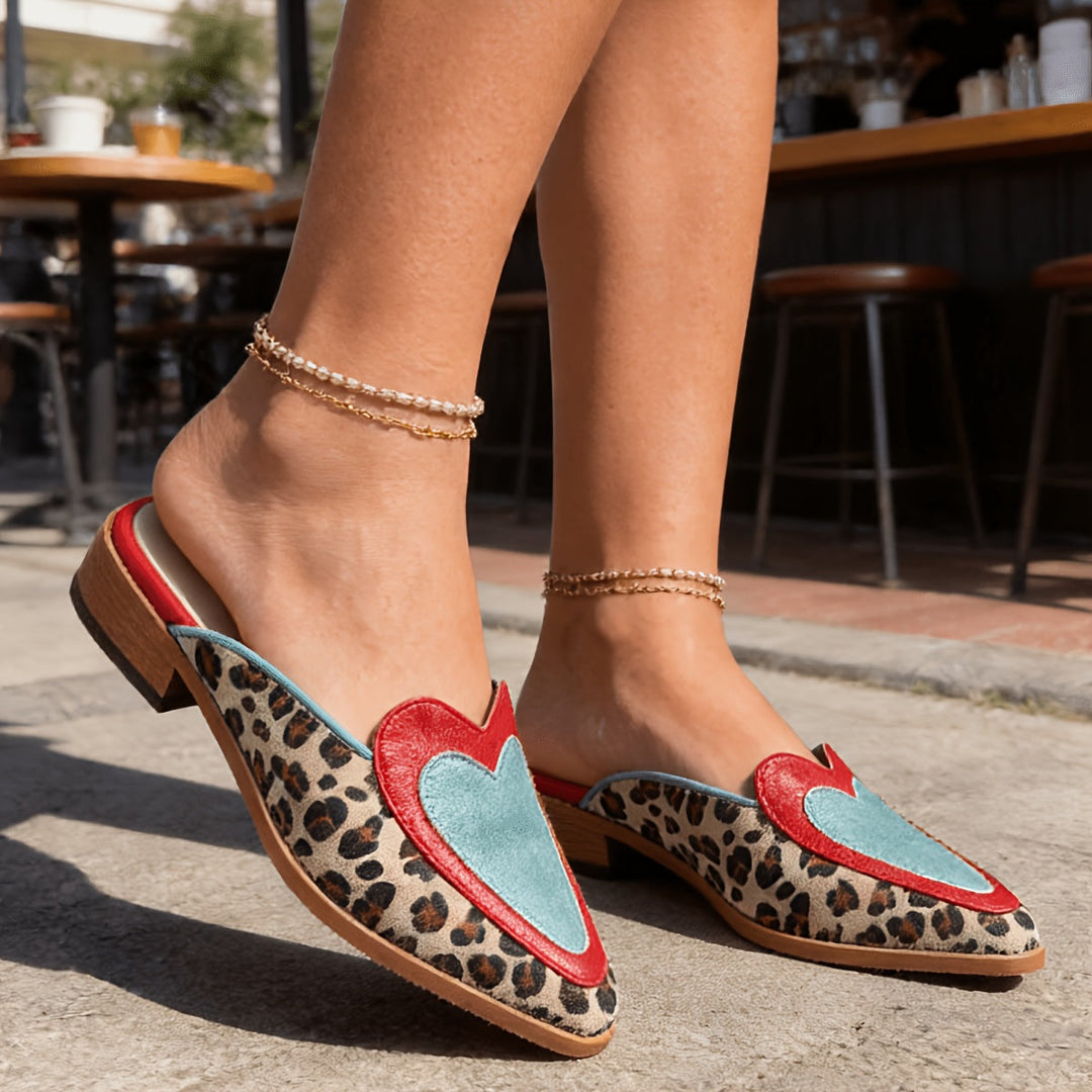 Perla | Mules Aperte Con Stampa Leopardata