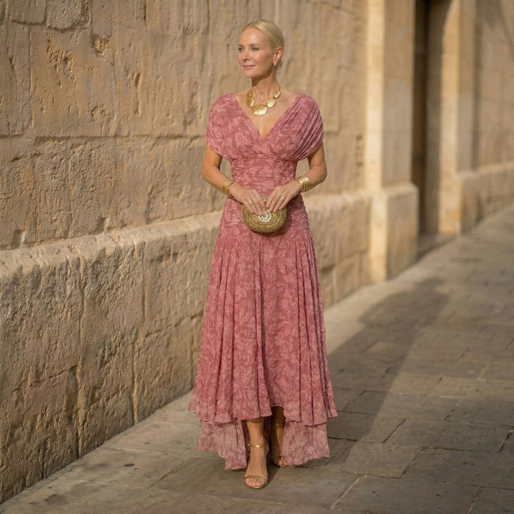 Abito elegante fluido rosa