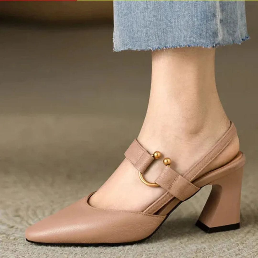 Elena | Slingback Comode con Tacco - Marrone