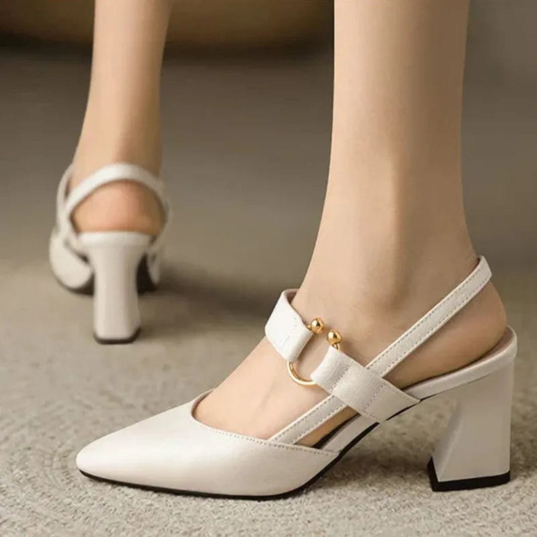 Elena | Slingback Comode con Tacco - Beige
