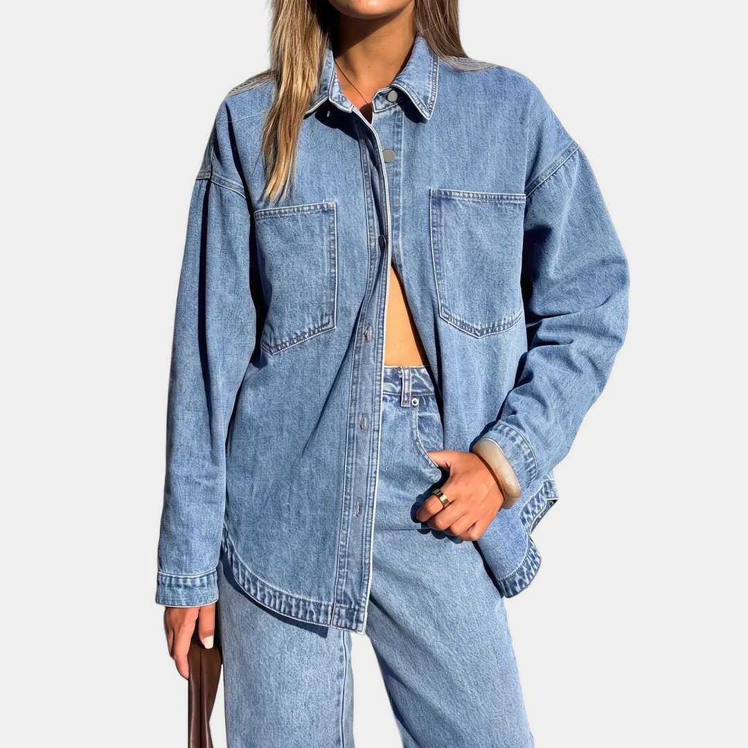 Carla | Giacca Oversize in Denim Slavato - Azzurro Chiaro
