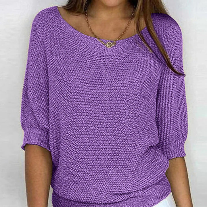 Laura | Top Comodo in Maglia Lavorata - Viola