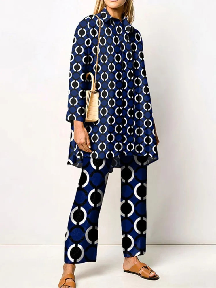 Giulia | Completo Due Pezzi Vintage Elegante - Blu Navy