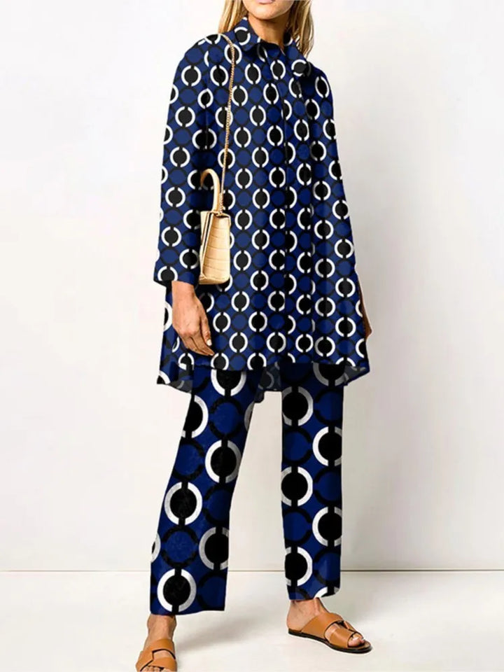 Giulia | Completo Due Pezzi Vintage Elegante - Blu Navy