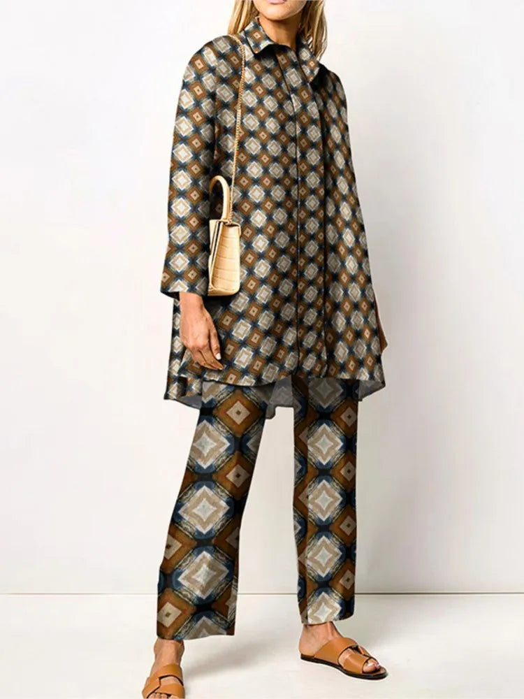 Giulia | Completo Due Pezzi Vintage Elegante - Marrone