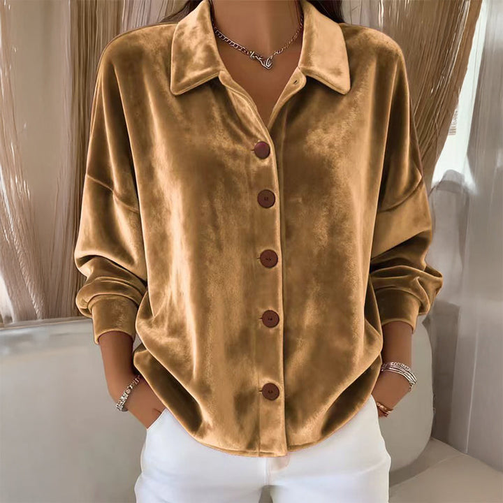 Loretta - Camicia in velluto con bottoni, Giallo