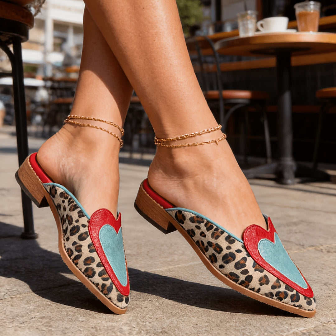 Perla | Mules Aperte Con Stampa Leopardata