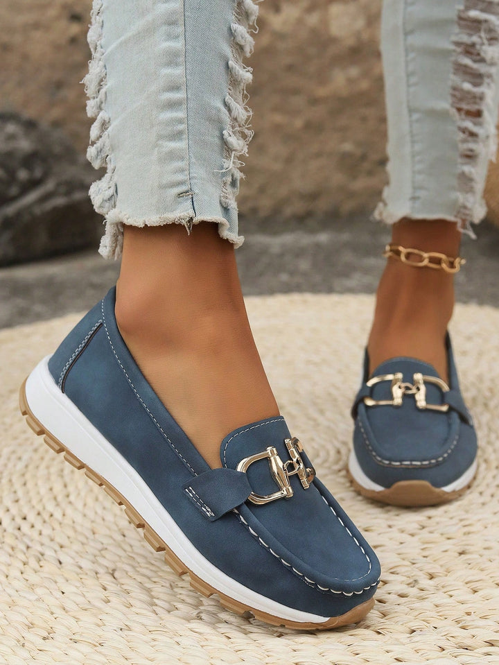 Daniela | Mocassini Con Plateau E Fibbia - Blu jeans