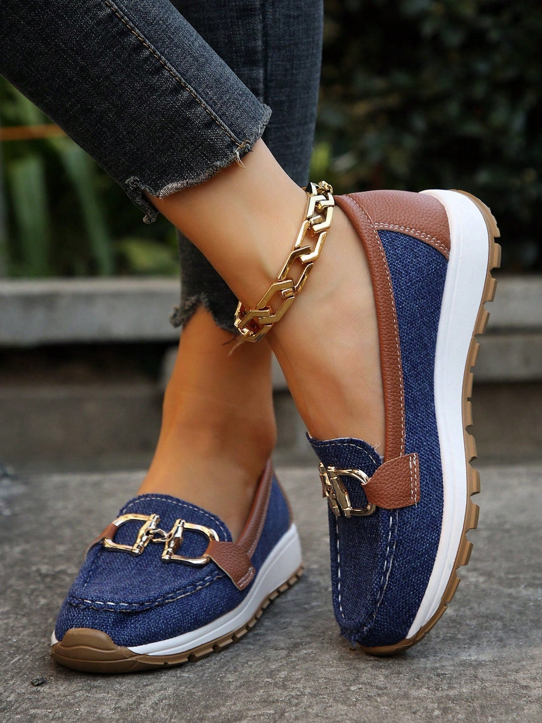 Daniela | Mocassini Con Plateau E Fibbia - Blu navy