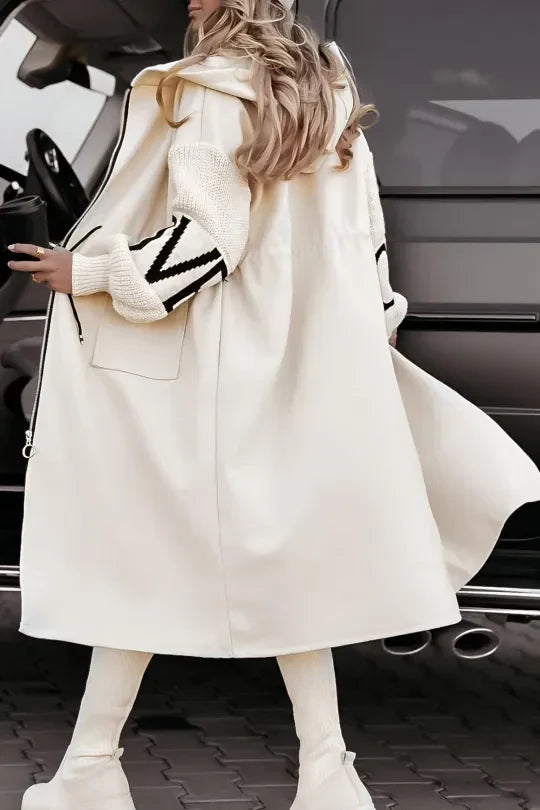 Giacca patchwork bianca con cappuccio