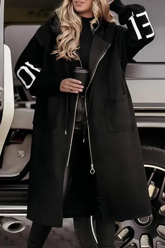Giacca patchwork nera con cappuccio