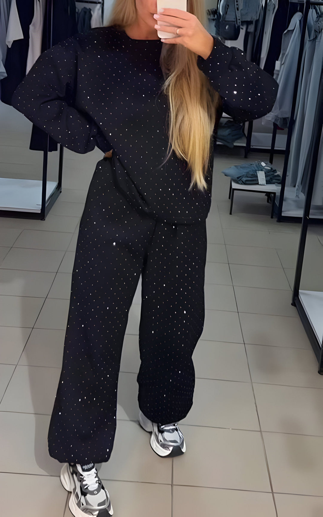 Completo Due Pezzi con Strass - Nero