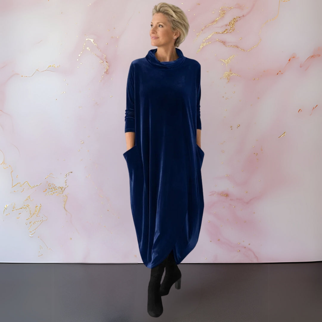 Elena | Abito Maxi in Velluto - Blu
