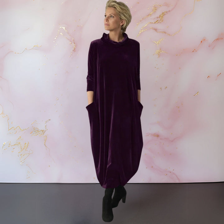 Elena | Abito Maxi in Velluto - Viola