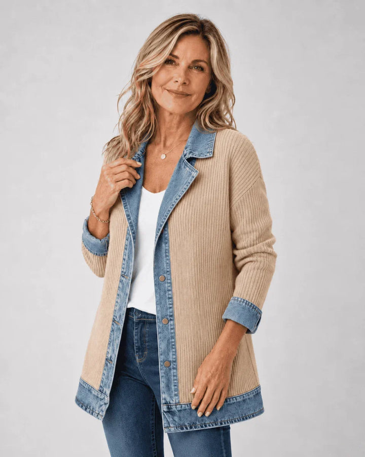 Giacca di jeans comoda kaki