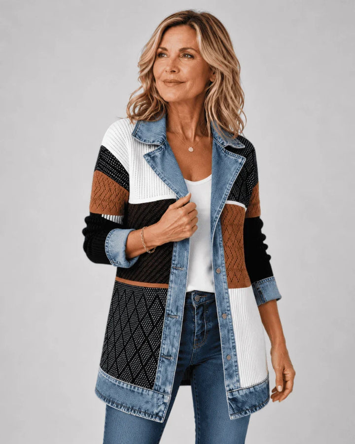 Giacca di jeans comoda multicolore