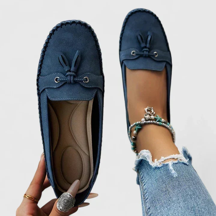 Maria | Mocassini Comodi Con Fiocchetto - Blu navy