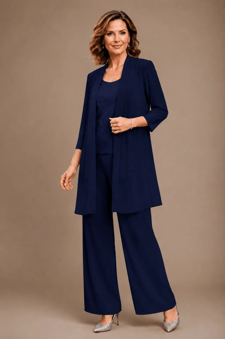 Evelyn | Completo In Tre Pezzi Ricamato Con Pantaloni