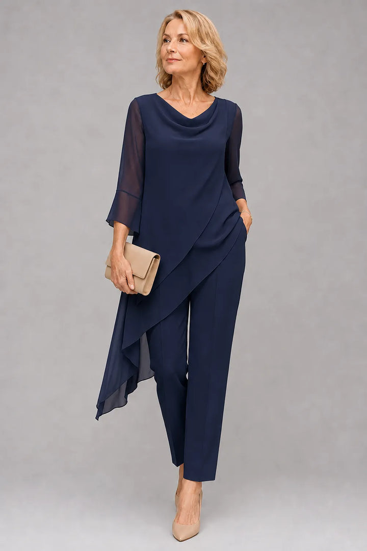 Completo Con Pantaloni Fluido In Chiffon Da Invitata A Un Matrimonio