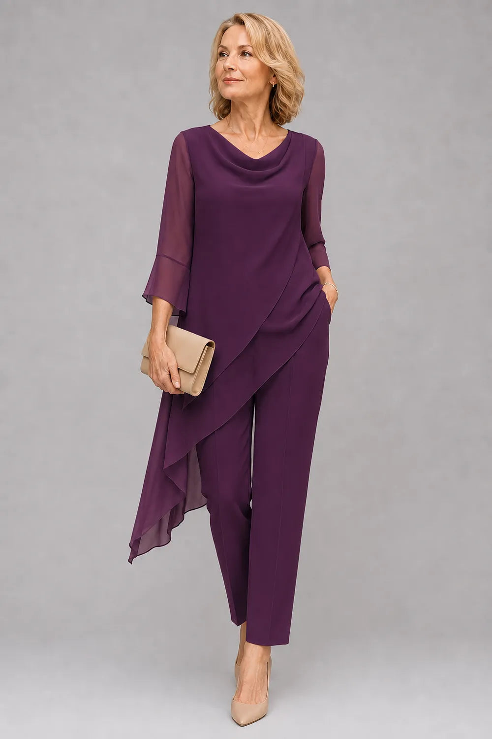 Completo Con Pantaloni Fluido In Chiffon Da Invitata A Un Matrimonio