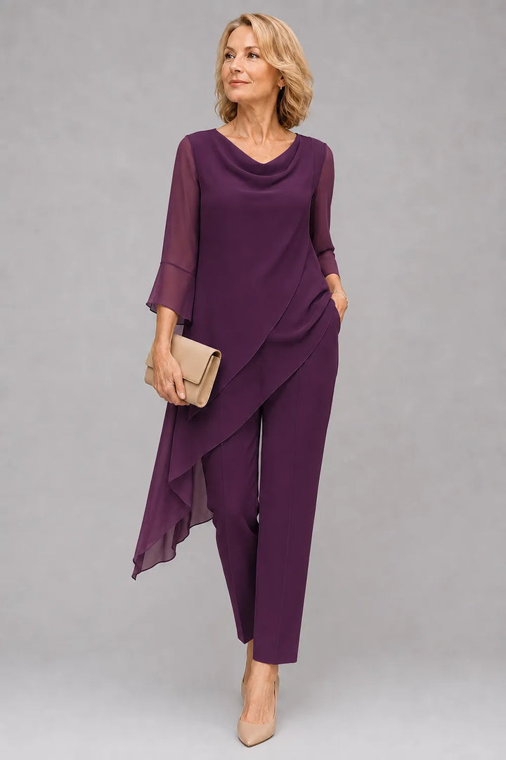Completo Con Pantaloni Fluido In Chiffon Da Invitata A Un Matrimonio