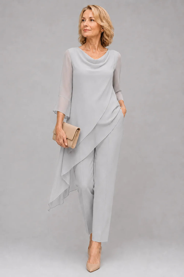 Completo Con Pantaloni Fluido In Chiffon Da Invitata A Un Matrimonio