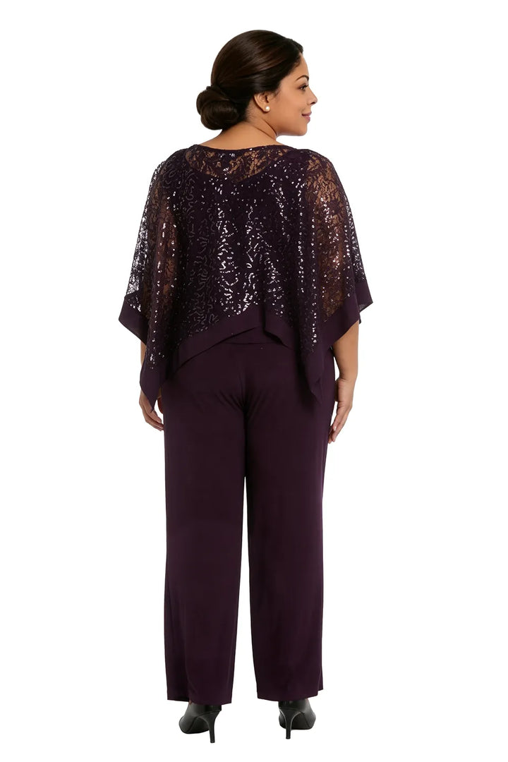 Completo Con Pantaloni E Mantella Di Paillettes Per La Madre Della Sposa In Taglie Forti