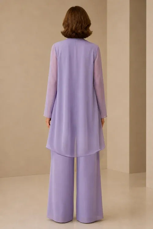 Aggraziato Completo In Chiffon Con Pantaloni Per La Madre Della Sposa