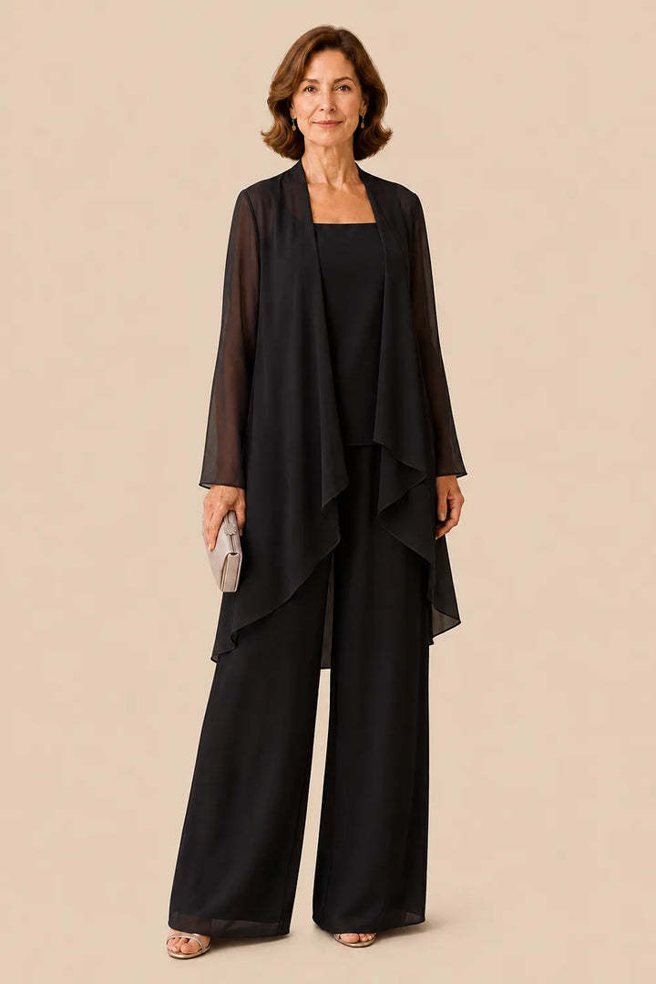 Aggraziato Completo In Chiffon Con Pantaloni Per La Madre Della Sposa