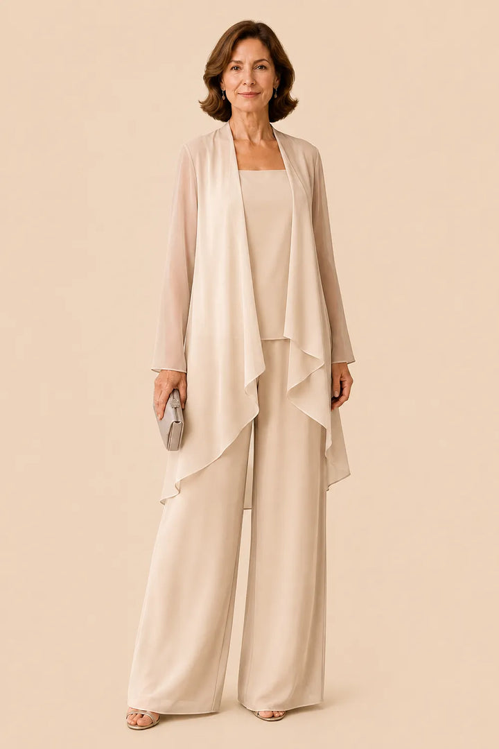 Aggraziato Completo In Chiffon Con Pantaloni Per La Madre Della Sposa