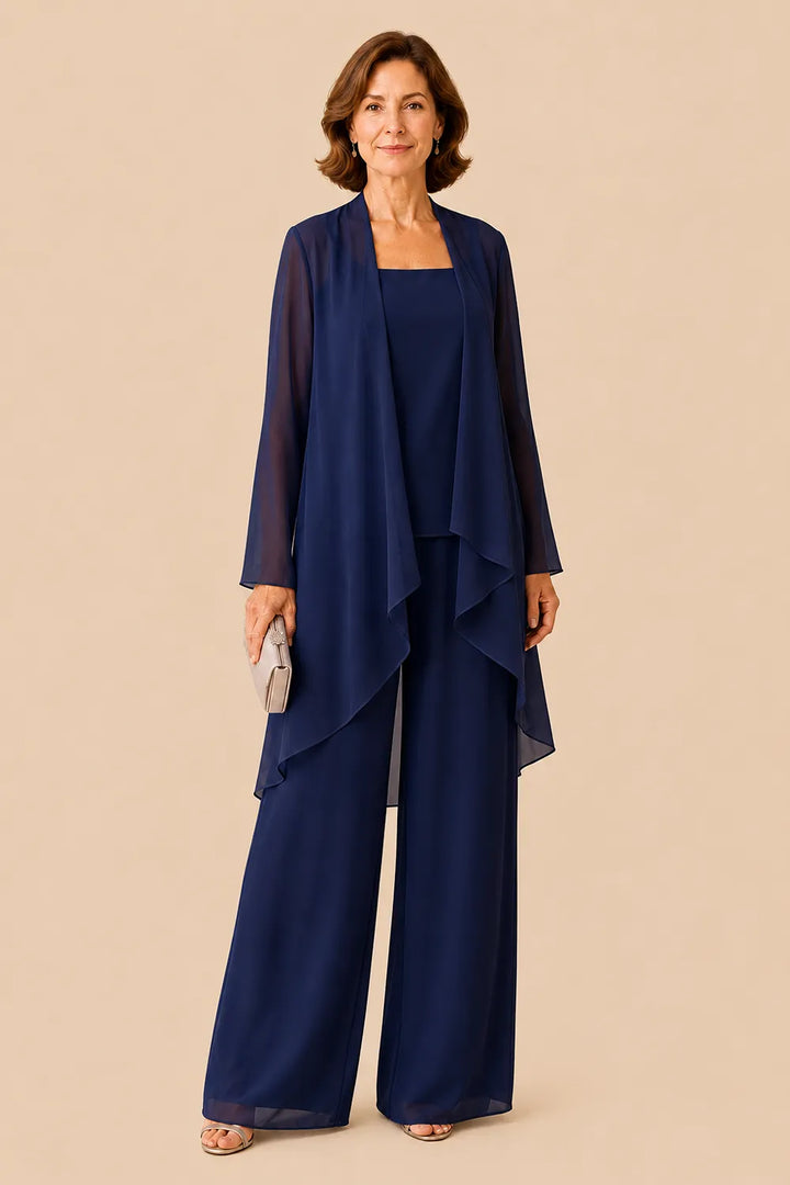 Aggraziato Completo In Chiffon Con Pantaloni Per La Madre Della Sposa