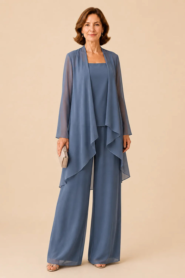 Aggraziato Completo In Chiffon Con Pantaloni Per La Madre Della Sposa