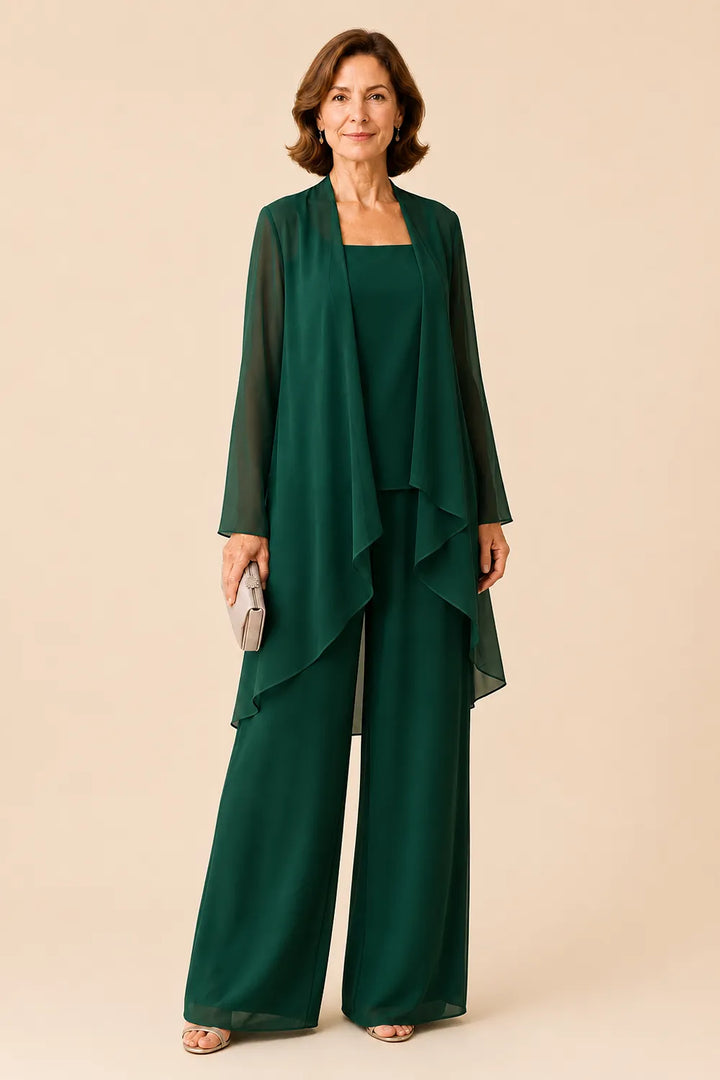 Aggraziato Completo In Chiffon Con Pantaloni Per La Madre Della Sposa