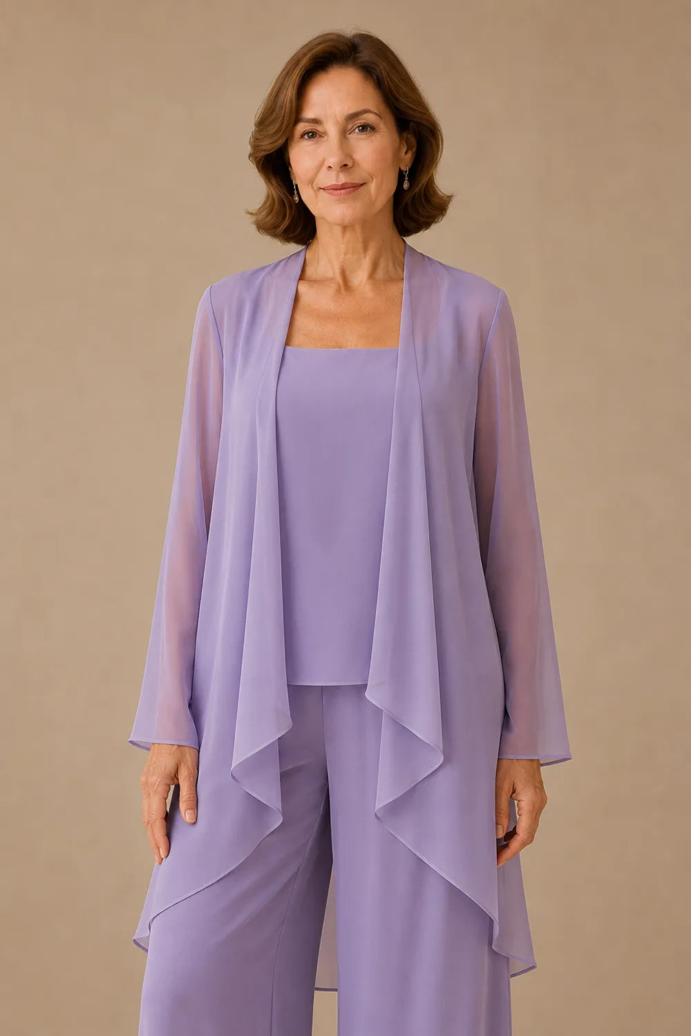 Aggraziato Completo In Chiffon Con Pantaloni Per La Madre Della Sposa