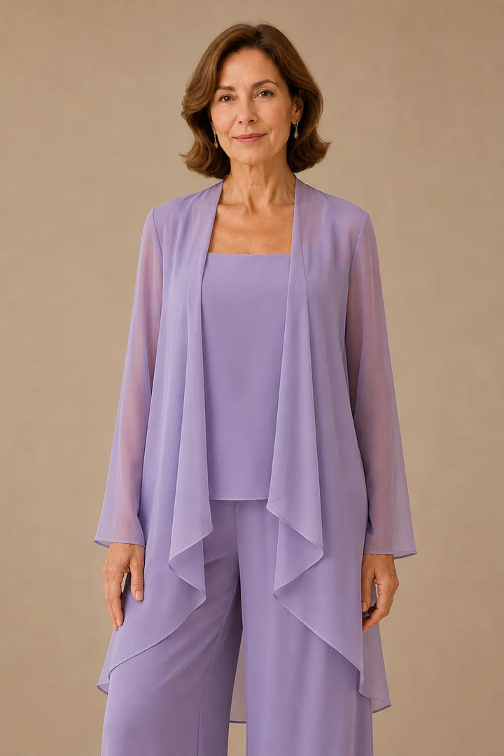 Aggraziato Completo In Chiffon Con Pantaloni Per La Madre Della Sposa