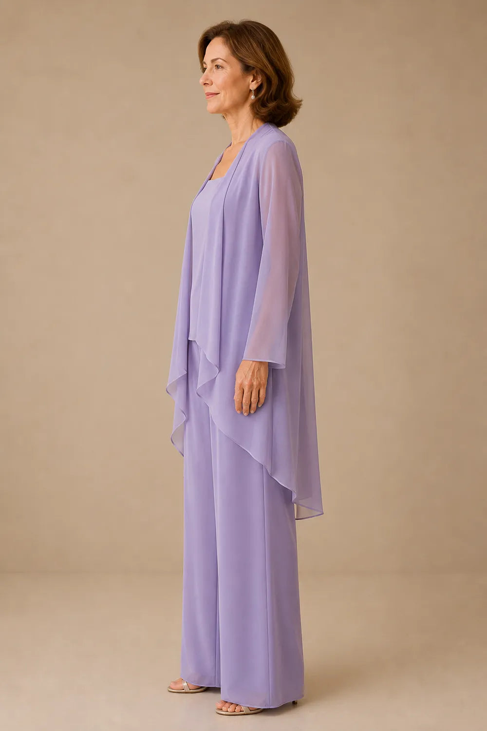 Aggraziato Completo In Chiffon Con Pantaloni Per La Madre Della Sposa