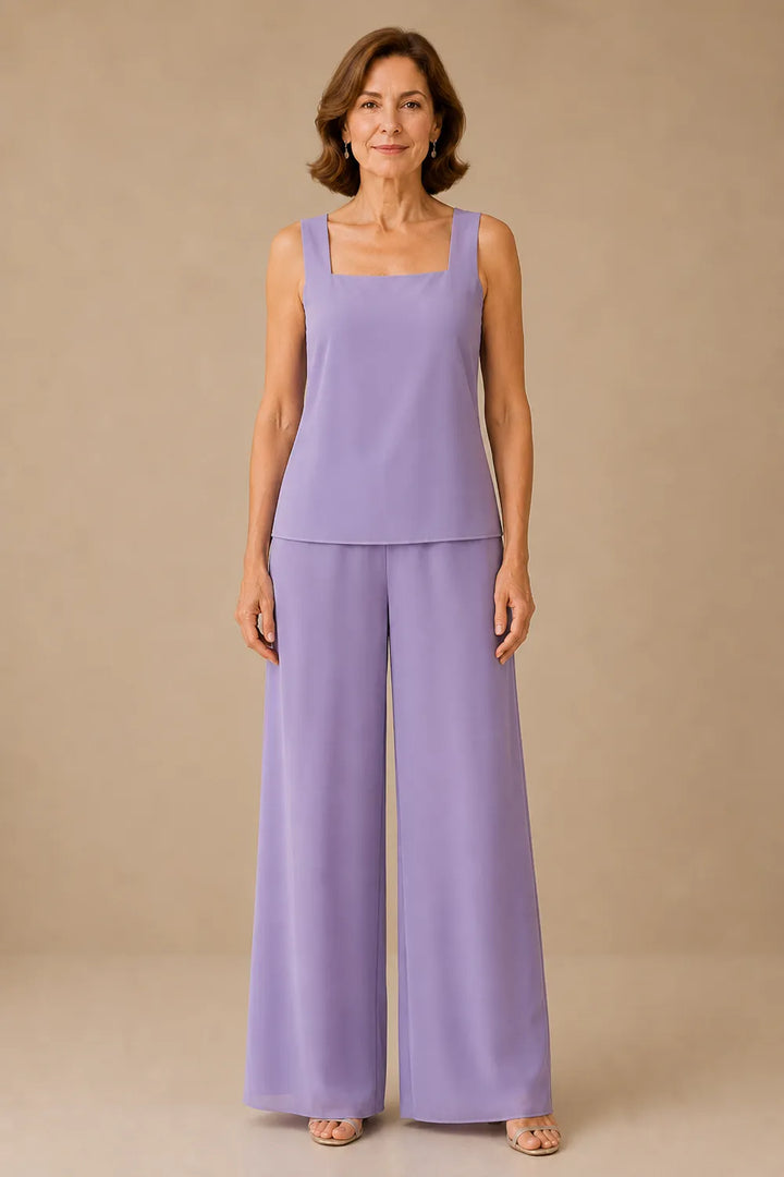 Aggraziato Completo In Chiffon Con Pantaloni Per La Madre Della Sposa
